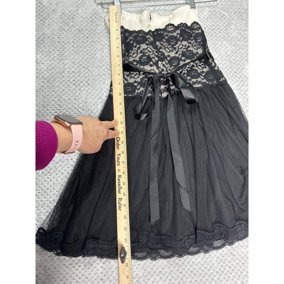 Mystic Strapless A Line Dress Womens Black White Lace Bodice Colorless Flowy - Picture 14 of 14